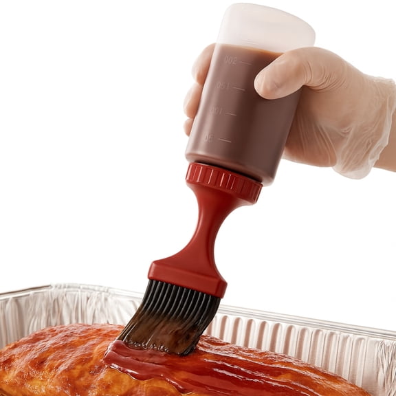 8 oz Basting Bottle with Silicone Brush and Storage Cap  Heat Resistant Squeeze Bottle for BBQ Sauce, Marinades, Oil, Butter & Glazes  Durable, Leak Proof, Easy Clean