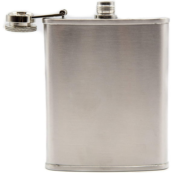 8 oz Brushed Steel Pocket Hip Liquor Flask - Made from 304 (18/8) Food Grade Stainless Steel