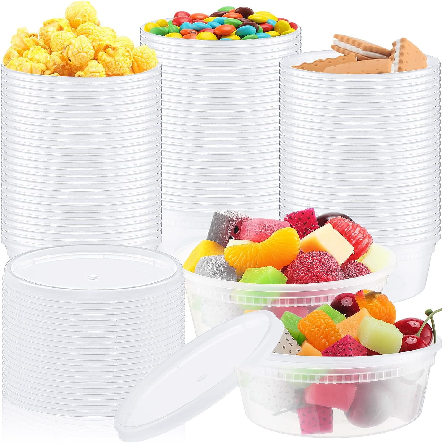 8 oz Deli Containers with Lids Food Storage Containers, Plastic