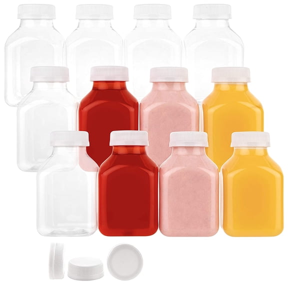 8 oz Diplastible 48 Pack Disposable Plastic Juice Bottles with Lids