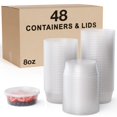 thumbnail image 1 of 8 oz Disposable Plastic Food Containers with Lids - Set of 48 Clear Stackable Deli Containers - Leak-Resistant, Microwave, and Freezer Safe, 1 of 5