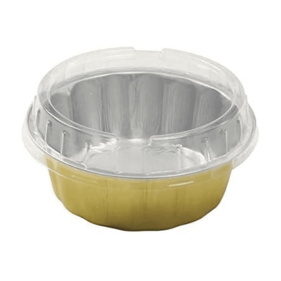 8 oz Disposable Round Aluminum Foil Pan with Snap-on Plastic Lid - Mini Cake Pans with Lids, Mini Cake Tins, Mini Aluminum Pans with Lids - Vibrant Colors, Sturdy Scalloped Design