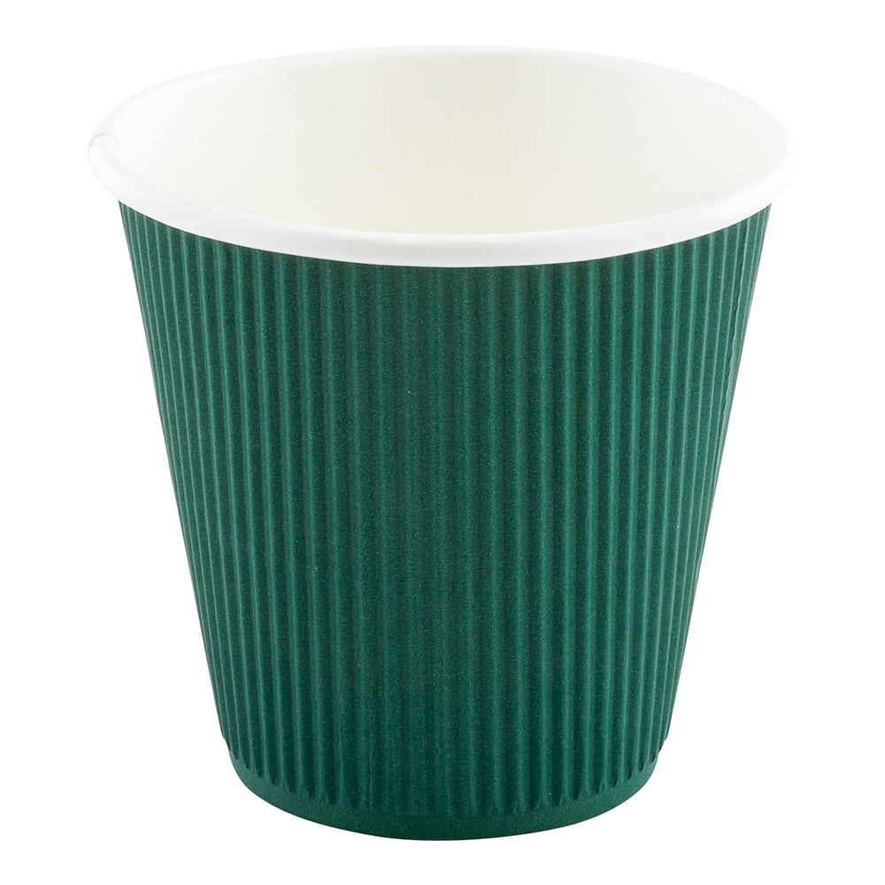 12 oz Forest Green Paper Coffee Cup - Ripple Wall - 3 1/2 x 3 1/2 x 4  1/4 - 500 count box