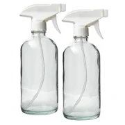 8 oz. Glass Spray Bottles 2 Pack w/ White Trigger Sprayer, Adjustable