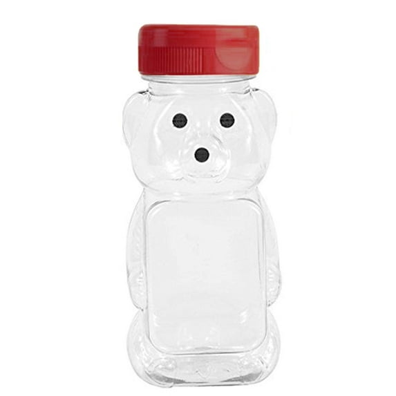 8 oz Honey bear with Flip Top Lid Plastic Squeeze Bear Wedding Party Favors (6, red)