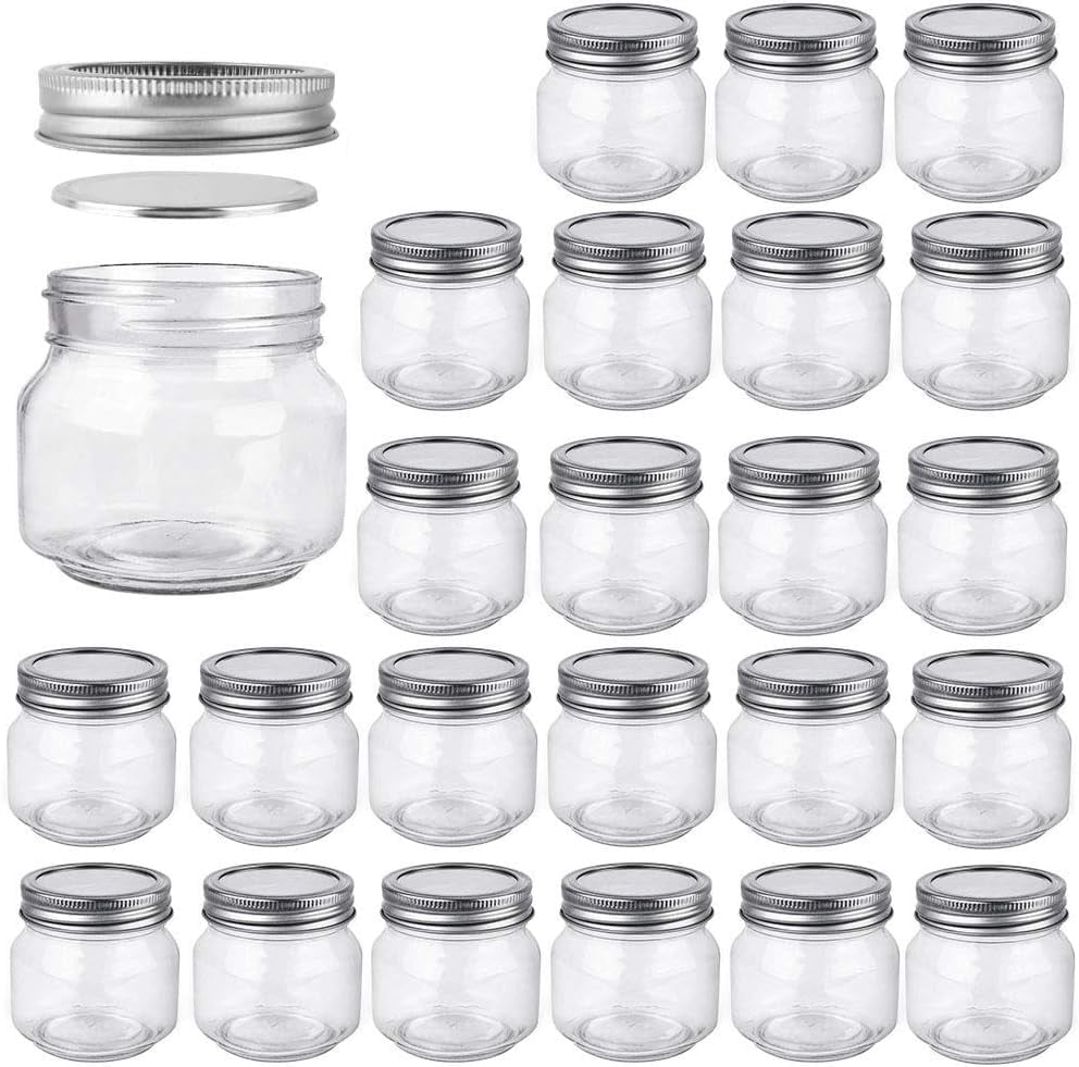 8 oz Mason Jars, 24 Pack 240ml Glass Canning Jars with Regular Mouth ...