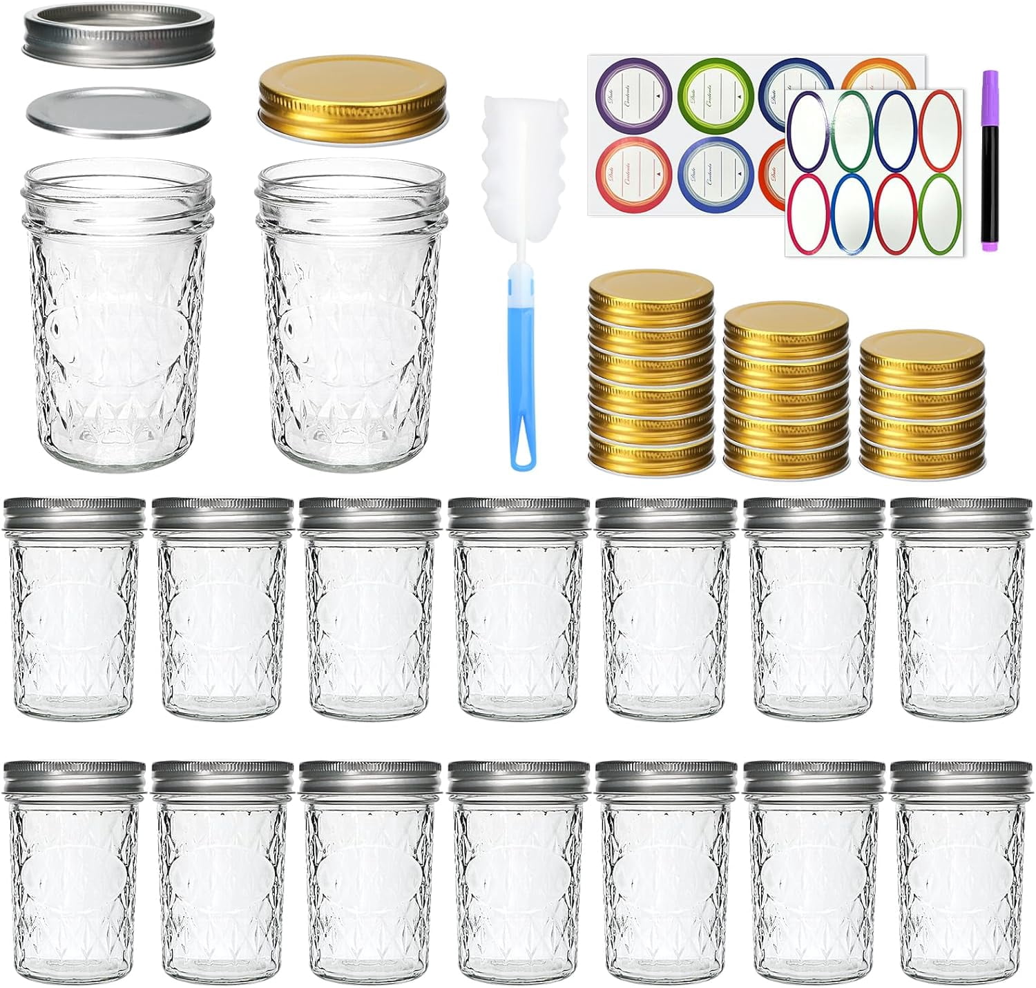 8 oz Mason Jars, Canning Jars,Jam Jars forJelly,Honey, Wedding Favors ...