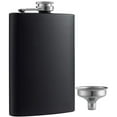 8 oz Matte Black Pocket Whiskey Bottle with Funnel, Stainless Steel