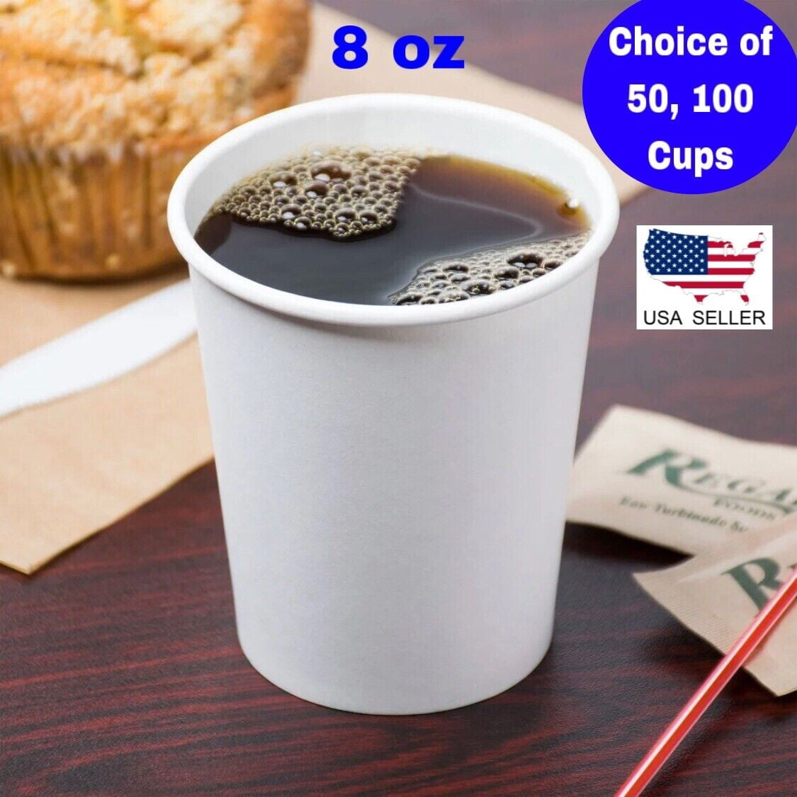 8 oz Paper Cups Disposable Coffee Cups Party Cups For Hot Cold Drinks ...