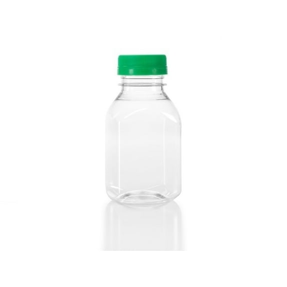 8 oz. Plastic Bottles with Green Tamper Evident Caps, 6-pack