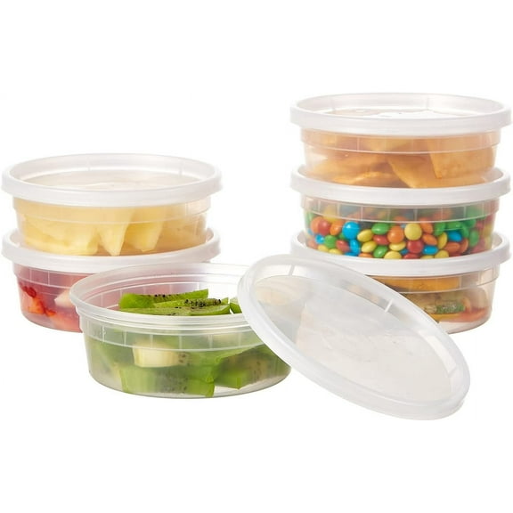 8 oz. Plastic Deli Containers With , 48 Sets - Leakproof, Stackable, , Microwavable, Freezer Safe (Formerly FULING)