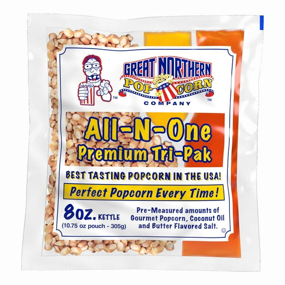 8 oz Popcorn Packs ? Pre-Measured Movie Theater Style All-in-One Kernel Salt Oil Packets f