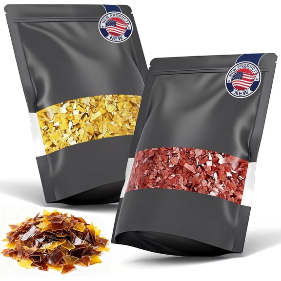 8 oz Shellac Flakes, Dewaxed Blonde Shellac | Wood Finish Value Pack: 4 oz Yellow & 4 oz Purple(Total 8 oz) | All-Natural, Non-Toxic, Eco-Friendly Furniture Finish