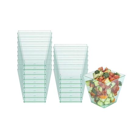 Restaurantware-8 Ounce Large Kova Cups, 100 Disposable Dessert Tumbler - Lids Sold Separately, Sturdy, Seagreen Plastic Appetizer Cups, For Mousse, Layered Cakes At Catered Events