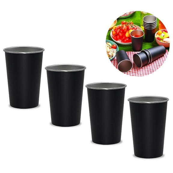 8 oz Stainless Steel Kids Cups, Metal Cups for Drinking, Stackable Metal Cups, Shatterproof Drinking Glasses,Chilling Beer Glasses, for Travel, Outdoor(Black,4 Pack )
