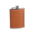 thumbnail image 1 of 8 oz. Stainless Steel Saddle Brown Leather & White Stitch Flask with Captive Cap and Durable Rubber Seal., 1 of 1