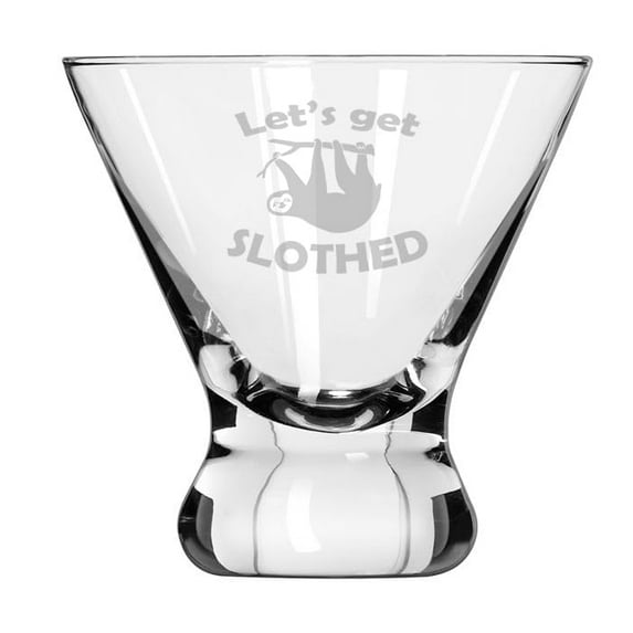 8 oz Stemless Martini Cocktail Glass Cosmopolitan Margarita Let's Get Slothed Sloth Funny