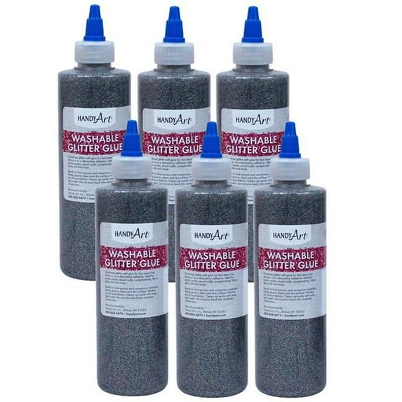 8 oz Washable Glitter Glue Handy Art, Multi Color - 6 Each