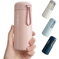 thumbnail image 1 of 8 oz Water Bottles Made of 304 Stainless Steel, Small Water Bottles Double Wall Vacuum Insulation for Hot&Cold Drinks, Water Bottle Purse with Carry Handle - 100% Leakproof(Pink), 1 of 14