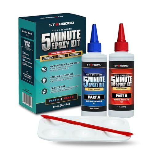 8 oz. XL5 Minute Epoxy Enhanced Strength (2,600 lb Shear Strength), UV-Resistant, Easy to Use, Fast Setting Glue Compatible with Metal, Plastic, Wood, Ceramics, Glass and More