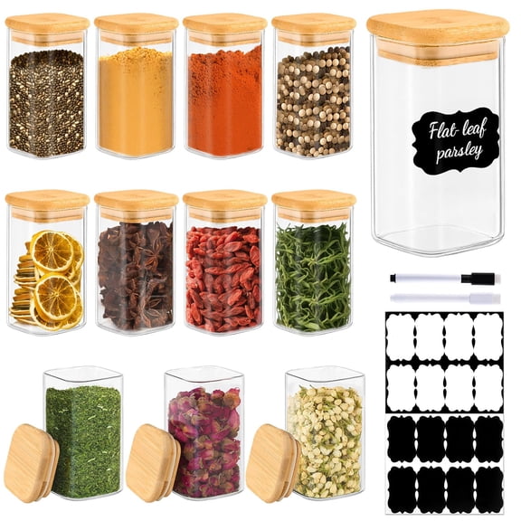 8 oz square glass spice jars (12 pcs)