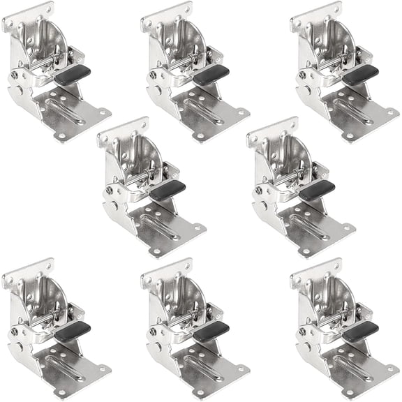 8-pack 0-90-180 degree foldable support brackets, self-locking hinge table leg brackets with installation screws, foldable leg corner braces, foldable workbench, silver