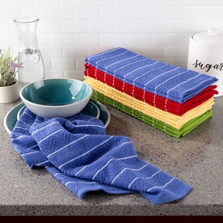 8 pack 100% Cotton Kitchen Towels with Bright Chevron Weave Pattern by Somerset Home 16”x28"