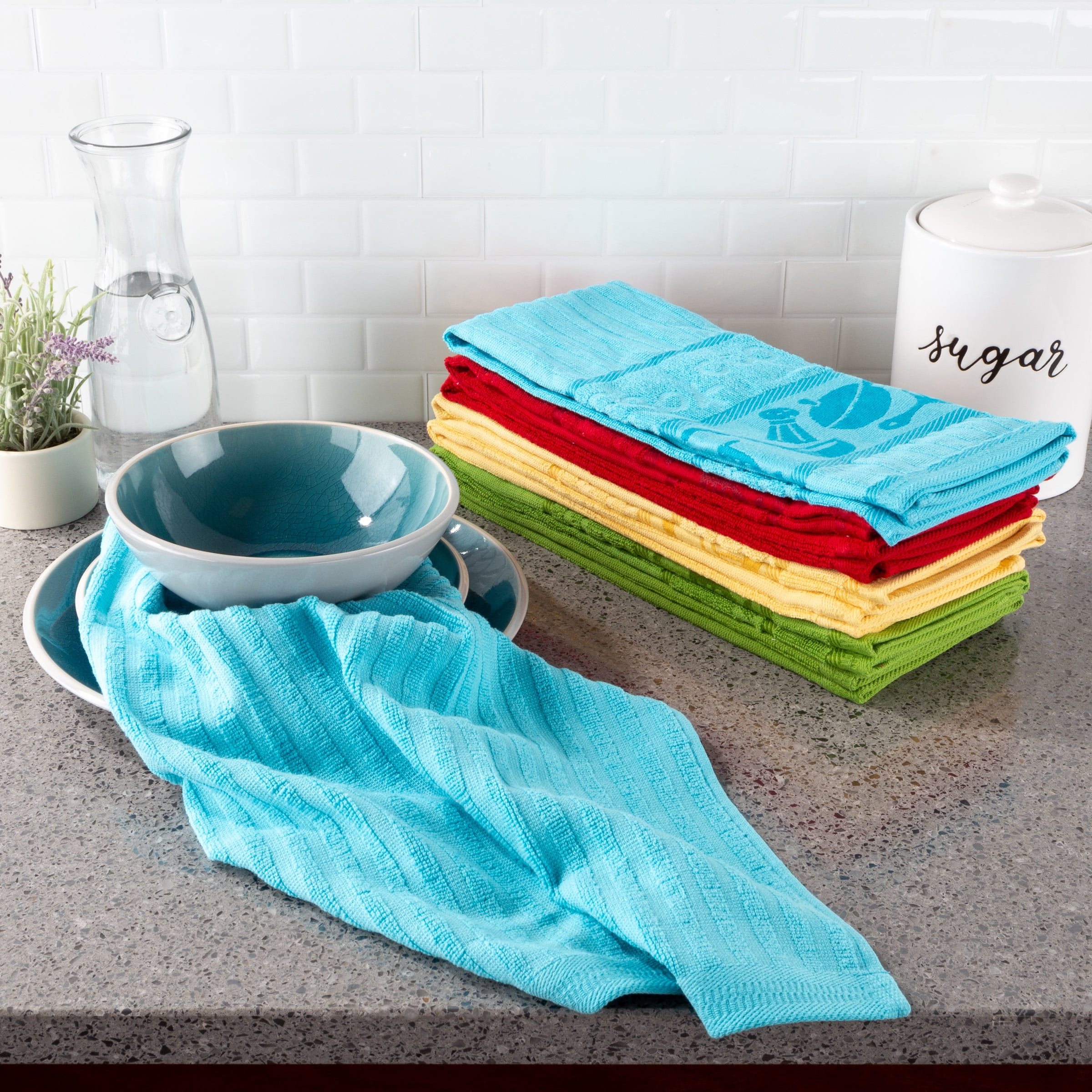 Set of 8 Lime Green Solid Rectangular Dish Towels & Dish Cloths 19