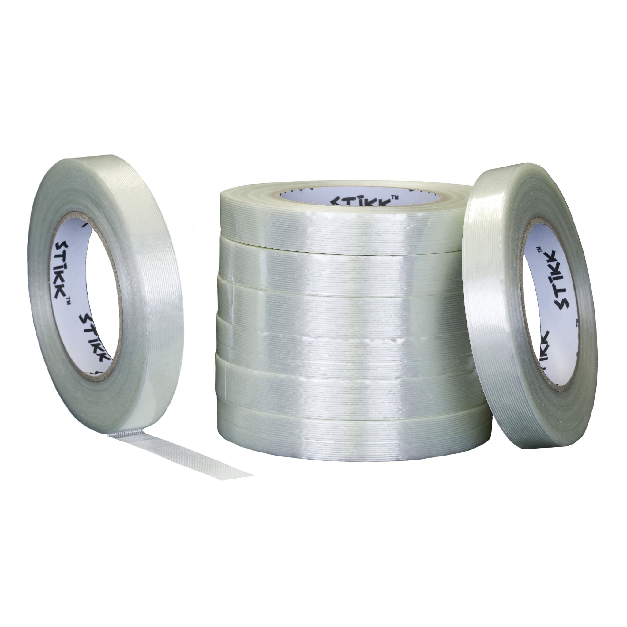 8 pack 3/4" .75 inch x 60 yard (19mm x 55m) 5 Mils Thick STIKK Filament Tape