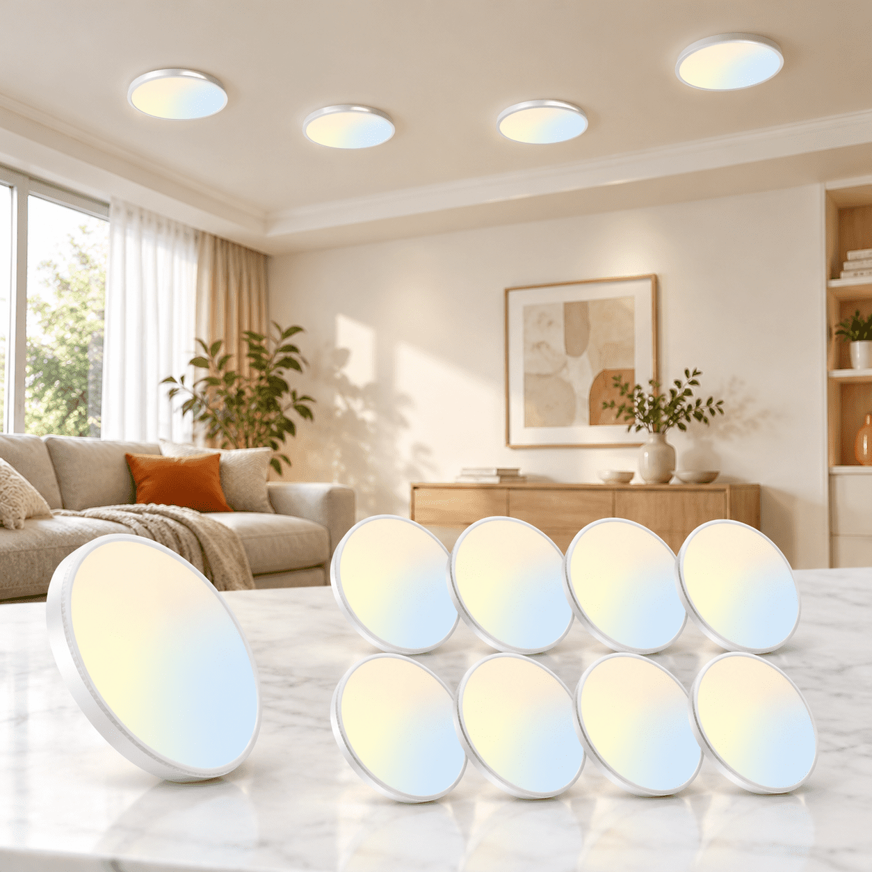 8-pack 7.5inch Led Ceiling Lights 5 Colors Selectable Flush Mount Ultra ...