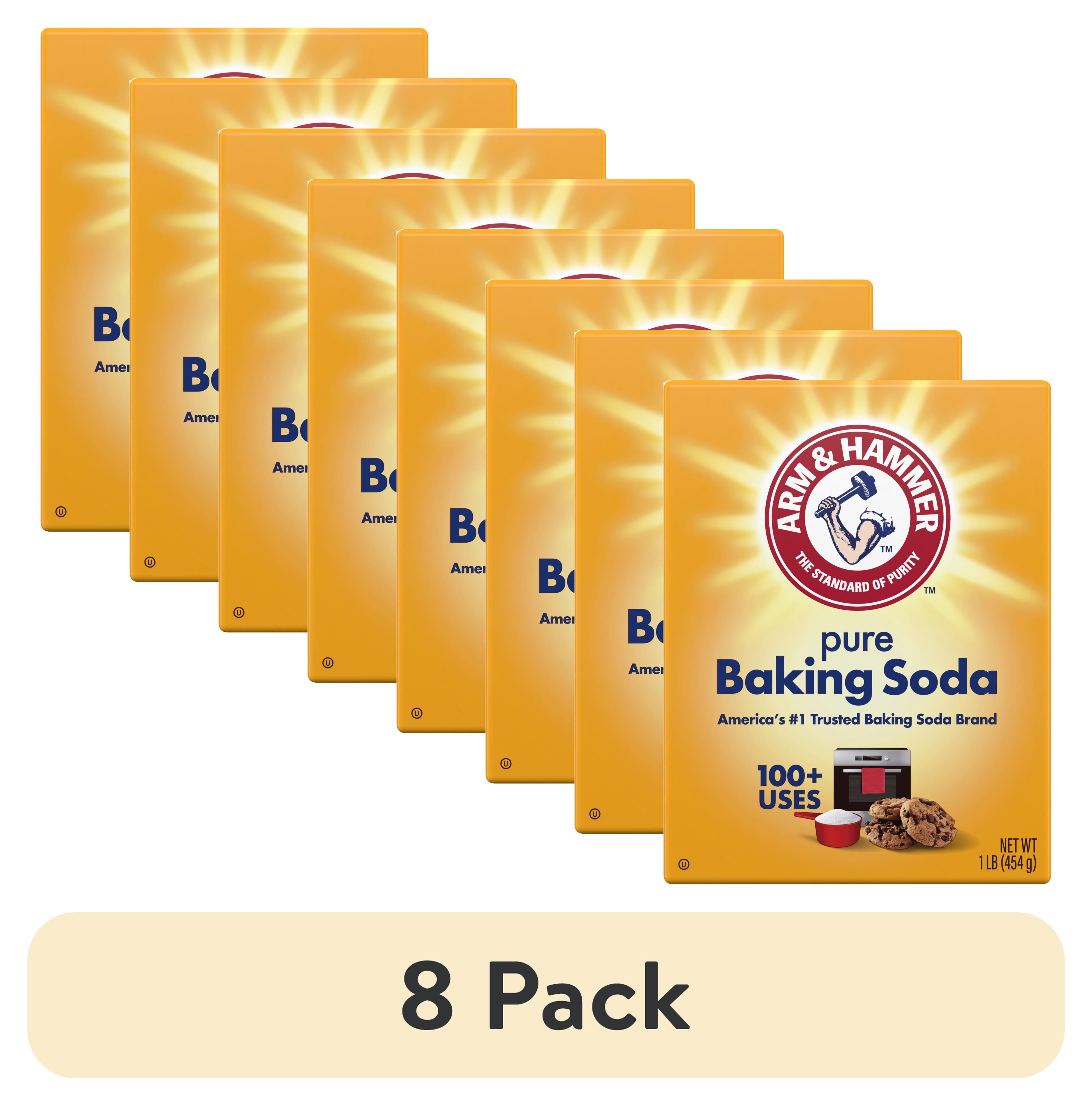 (8 pack) ARM & HAMMER Pure Baking Soda, For Baking, Cleaning & Deodorizing, 1 lb Box