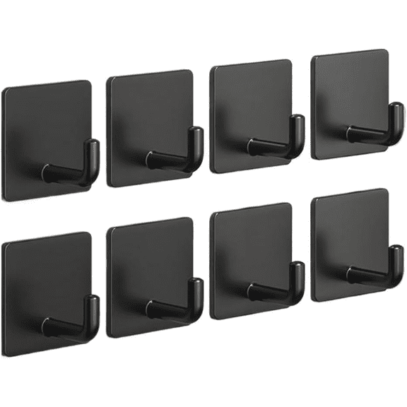 8 pack Adhesive Hooks for Hanging, Self-Adhesive Wall Hook for Key Hat Coat, No Drill Stick on Bathroom Towel Hooks, Shower Kitchen Door Home Outdoor