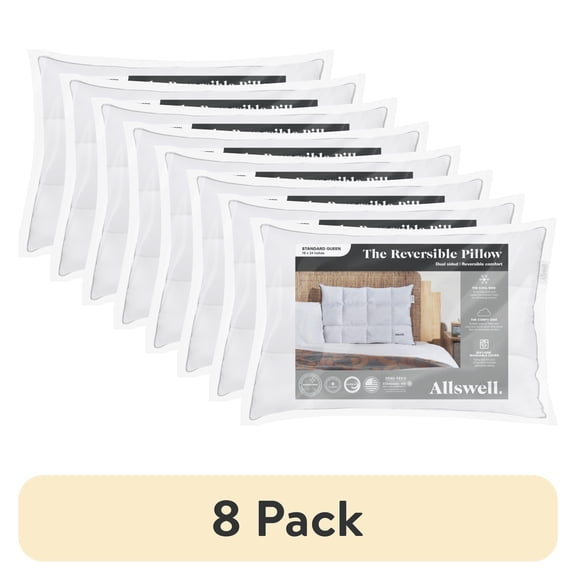 (8 pack) Allswell Reversible Memory Foam Pillow with Cooling & Plush Comfort Options