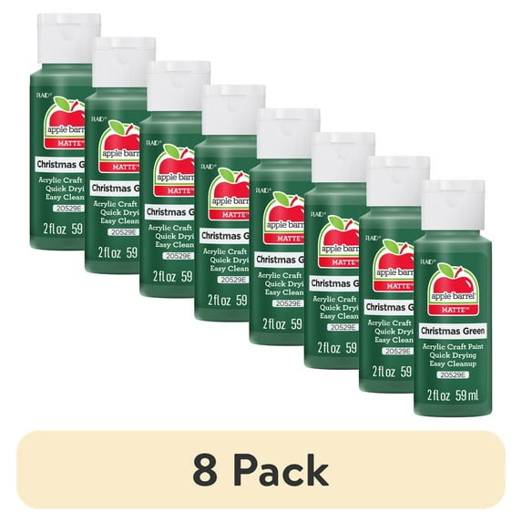 (8 pack) Apple Barrel Acrylic Craft Paint, Matte Finish, Christmas Green, 2 fl oz