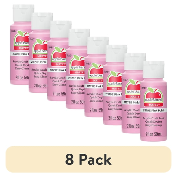 (8 pack) Apple Barrel Acrylic Craft Paint, Matte Finish, Pink Polish, 2 fl oz
