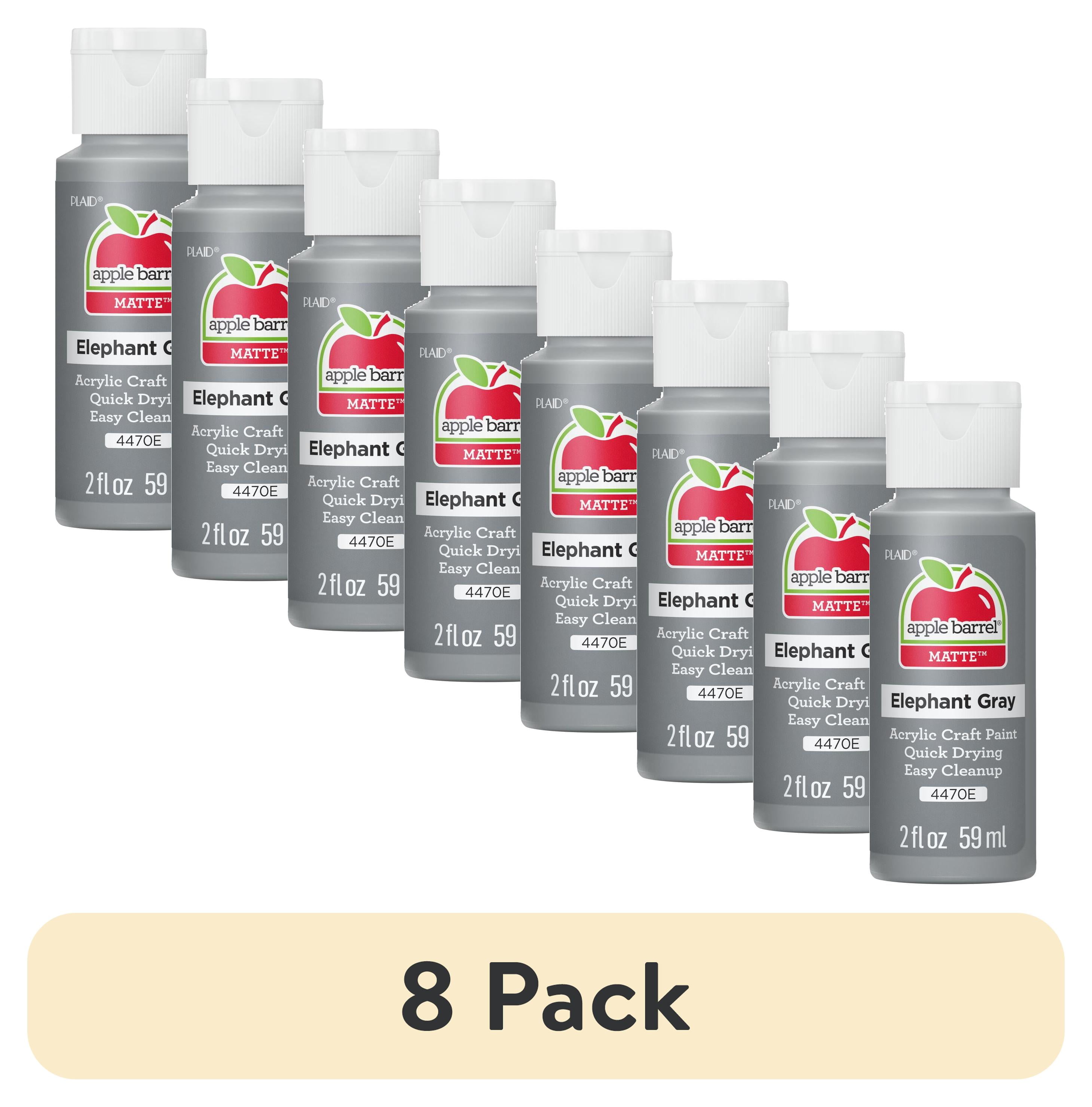 (8 pack) Apple Barrel Acrylic Craft Paint, Matte Finish, Elephant Gray, 2 fl oz