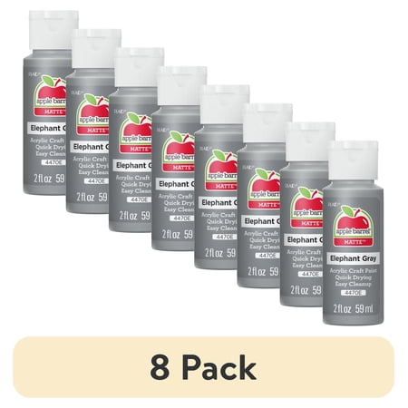 (8 pack) Apple Barrel Acrylic Craft Paint, Matte Finish, Elephant Gray, 2 fl oz