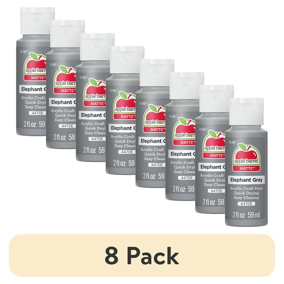 (8 pack) Apple Barrel Acrylic Craft Paint, Matte Finish, Elephant Gray, 2 fl oz