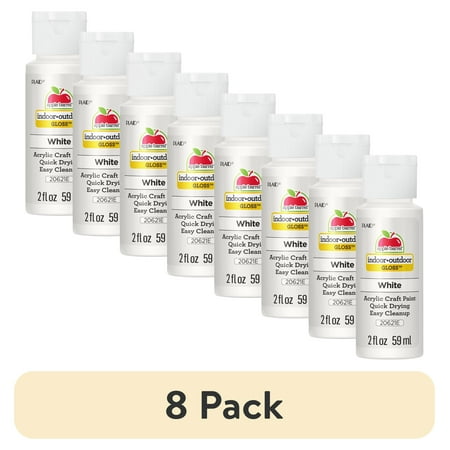 (8 pack) Apple Barrel Acrylic Craft Paint, Gloss Finish, White, 2 fl oz