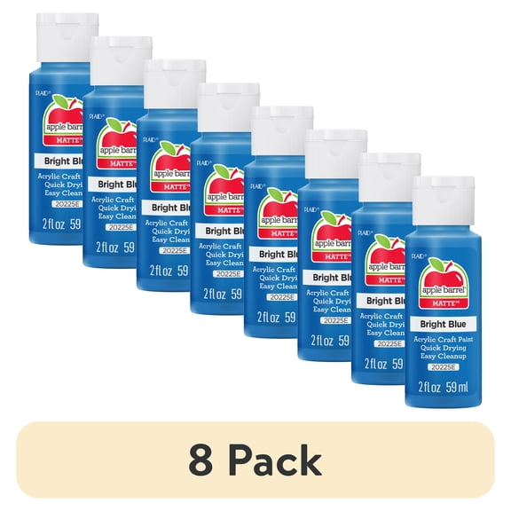 (8 pack) Apple Barrel Acrylic Craft Paint, Matte Finish, Bright Blue, 2 fl oz