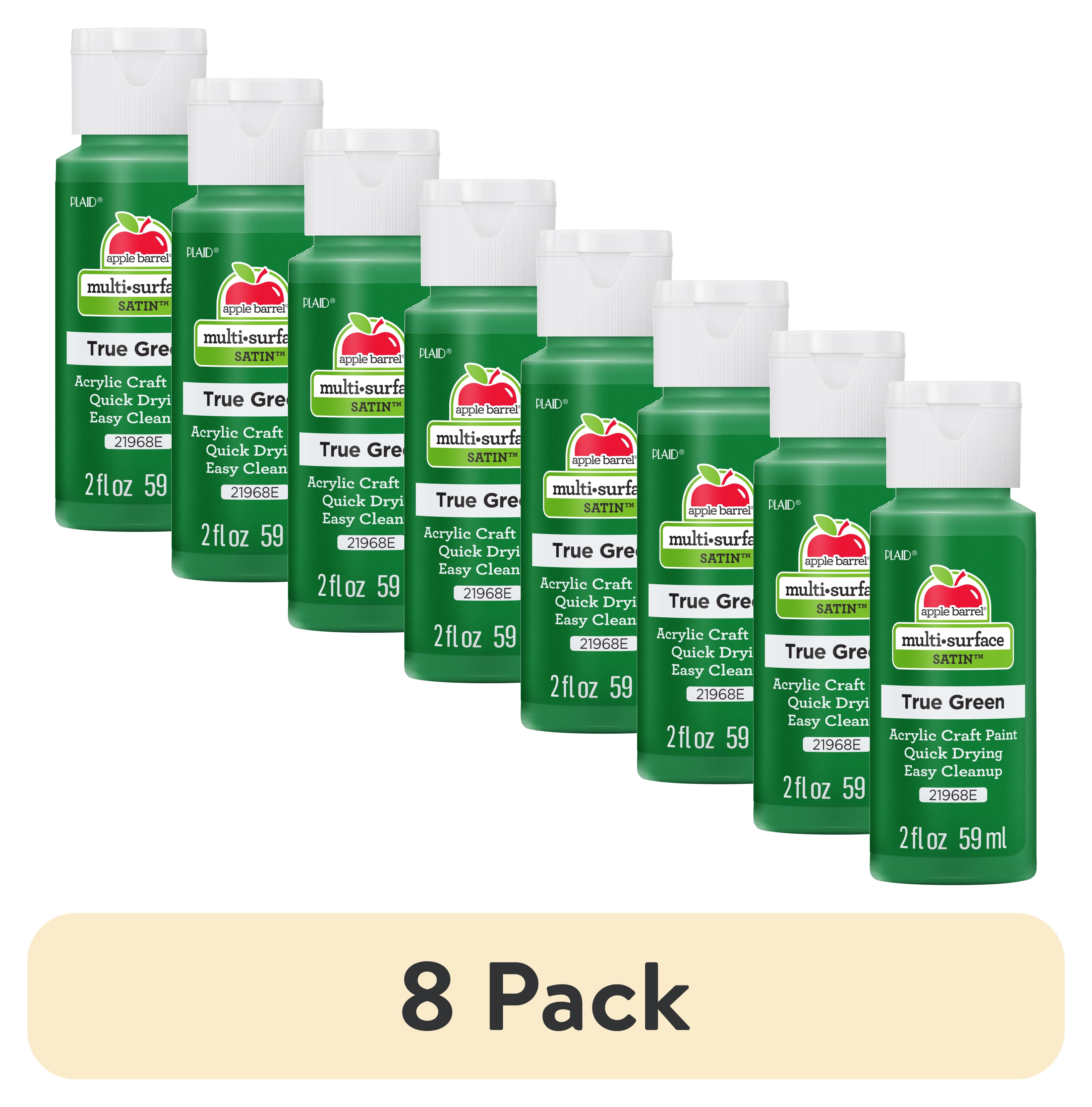 (8 pack) Apple Barrel Multi-Surface Acrylic Craft Paint, Satin Finish, True Green, 2 fl oz