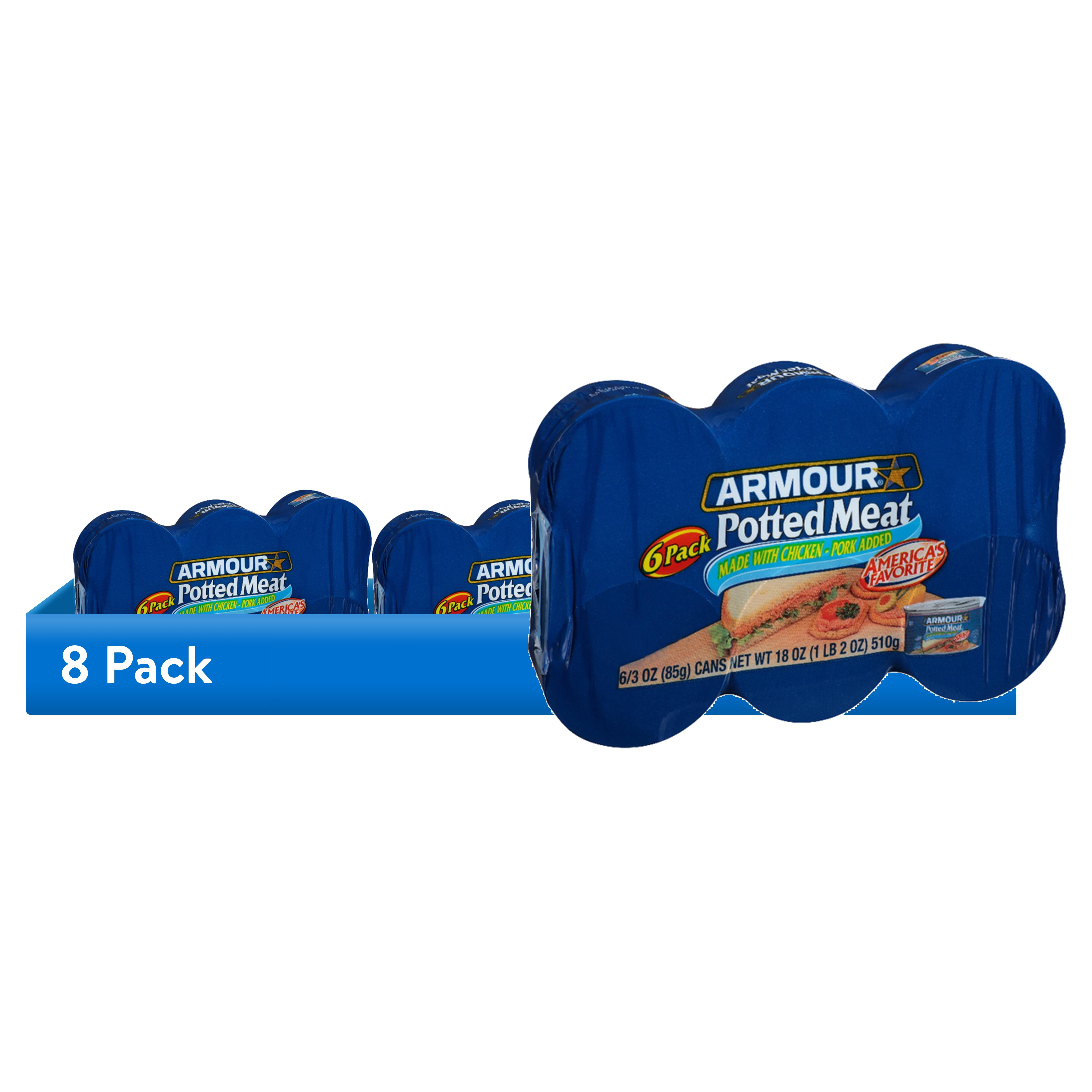 (8 pack) Armour Star Potted Meat, 10g Protein Per Serving, Canned Meat, 3 oz. Can (Pack of 6)