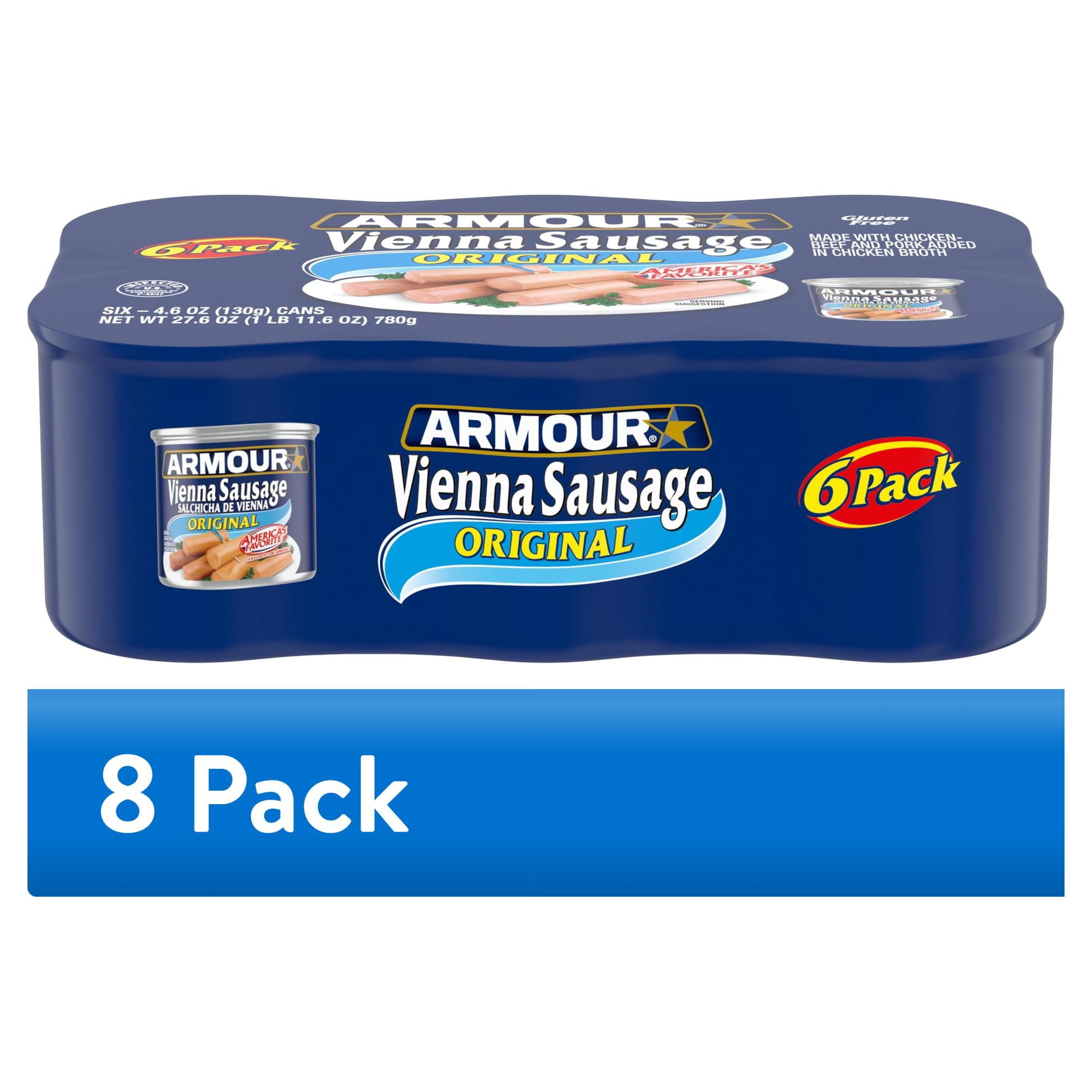 (8 pack) Armour Star Vienna Sausage, Original Flavor, 7g Protein Per Serving, 4.6 oz Can (Pack of 6)