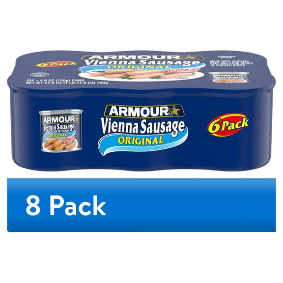 (8 pack) Armour Star Vienna Sausage, Original Flavor, 7g Protein Per Serving, 4.6 oz Can (Pack of 6)