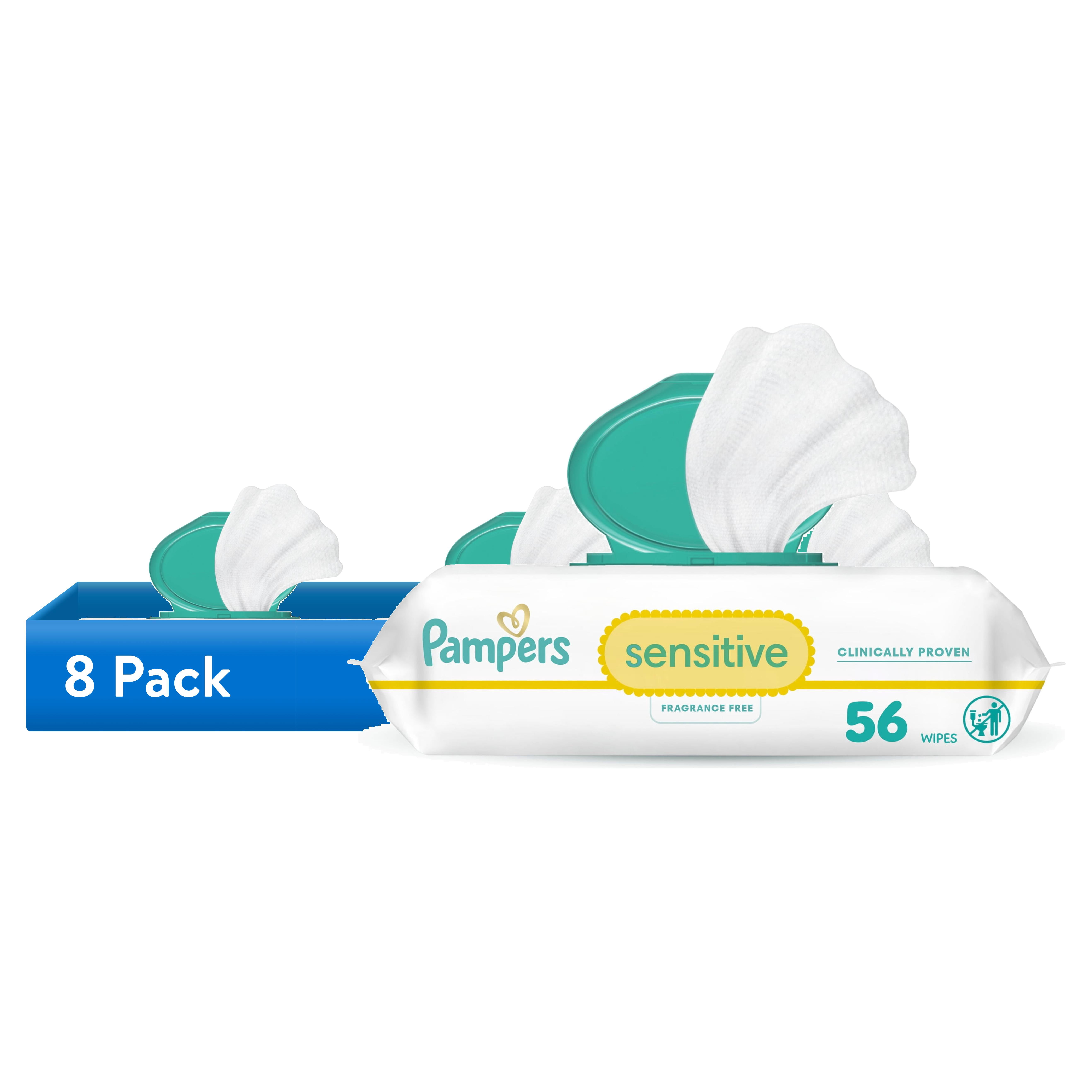 (8 pack) Pampers Sensitive Baby Wipes Unscented, 1-Pack, 56 Total Count (Select for More Options)