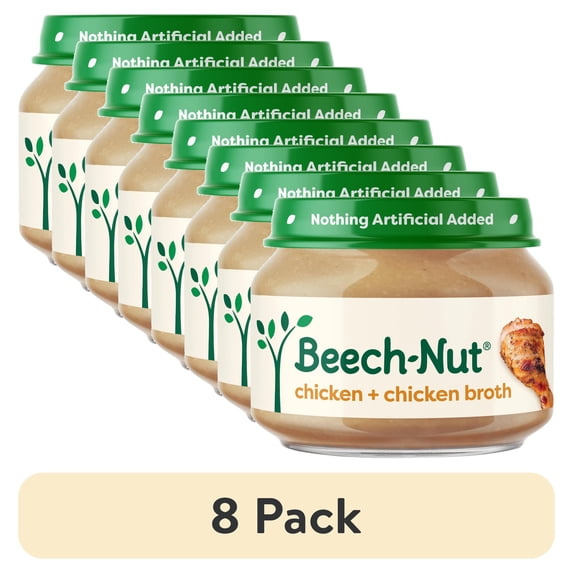 (8 pack) Beech-Nut Stage 1 Baby Food, Chicken & Chicken Broth, 2.5 oz Jar