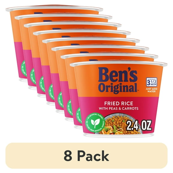(8 pack) BEN'S ORIGINAL Fried Rice Single Serve Cup, Snack or Side, Microwave in 3.5 Minutes, 2.4 oz