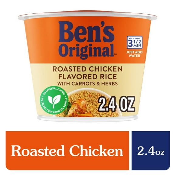 (8 pack) BEN'S ORIGINAL™ Roasted Chicken Flavored Rice Single Serve Cup​, Snack or Side, Microwave in 3.5 Minutes, 2.4 oz​