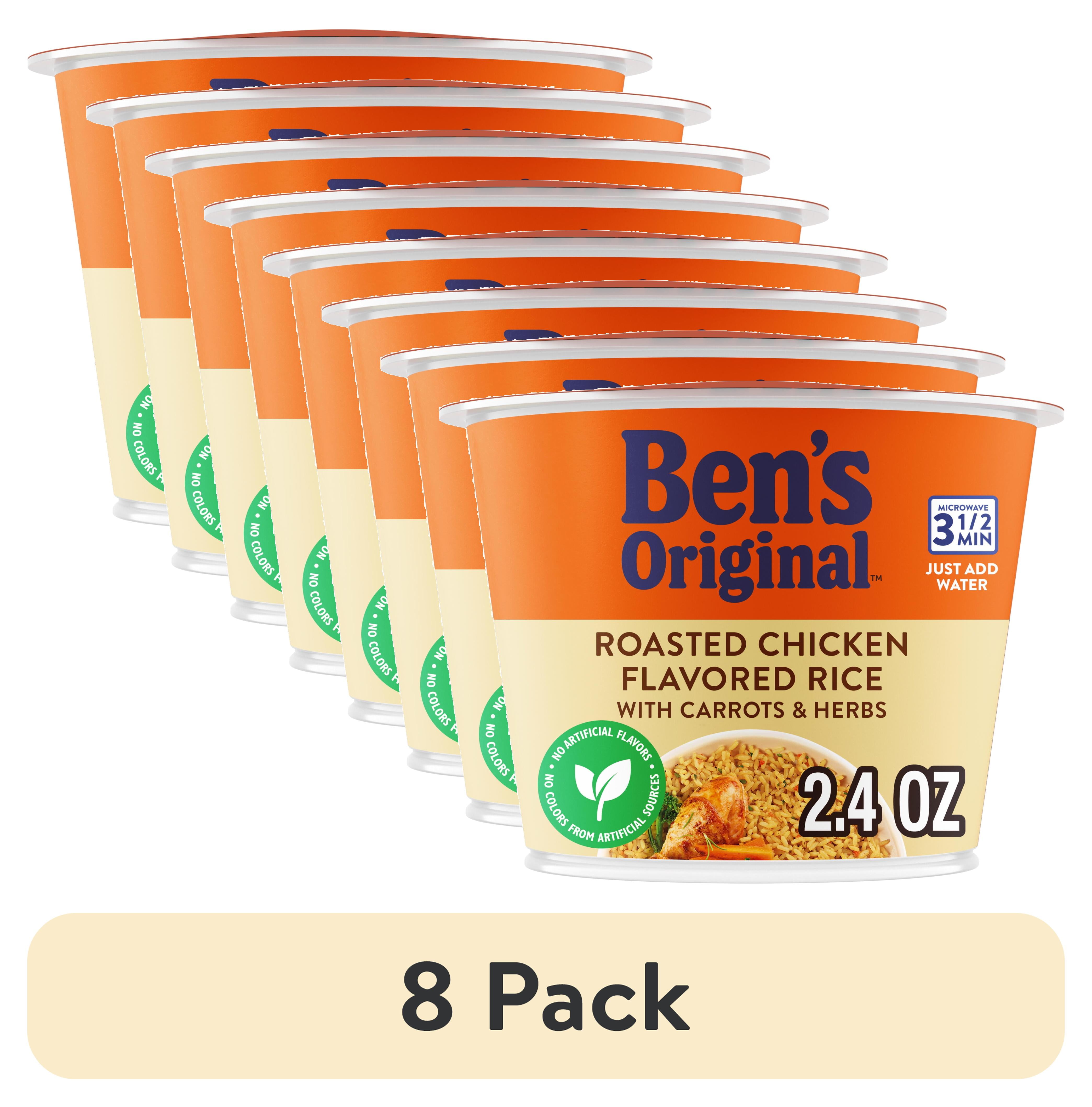 (8 pack) BEN'S ORIGINAL Roasted Chicken Flavored Rice Single Serve Cup, Snack or Side, Microwave in 3.5 Minutes, 2.4 oz