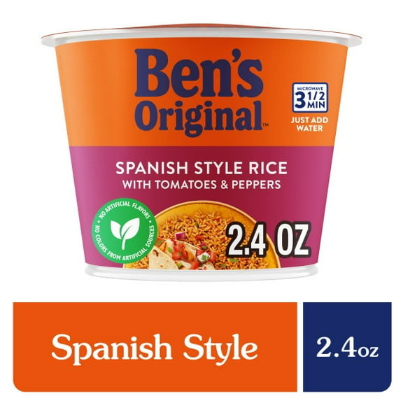 (8 pack) BEN'S ORIGINAL™ Spanish Style Rice Single Serve Cup​, Snack or Side, Microwave in 3.5 Minutes, 2.4 oz